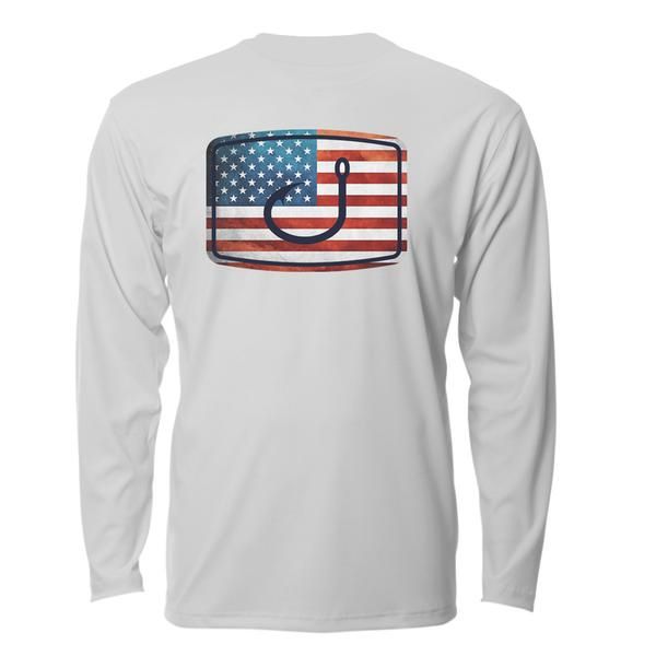 AVID Sportswear Flag Series USA Performance Long Sleeve Shirt - Glacier Grey - 2XL