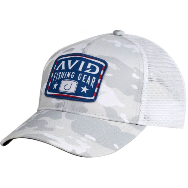 AVID Sportswear Stars And Bars Trucker Hat - Snow Camo