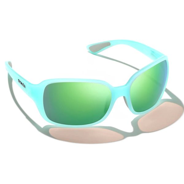 Bajio Balam Sunglasses - Light Blue Gloss Frame/Green Poly Lens