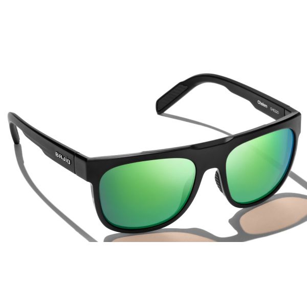 Bajio Chelem Sunglasses - Black Gloss Frame/Green Glass Lens