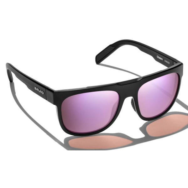 Bajio Chelem Sunglasses - Black Gloss Frame/Rose MIrror Glass Lens