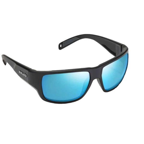 Bajio Piedra Sunglasses - Black Matte Frame/Blue Mirror Glass Lens