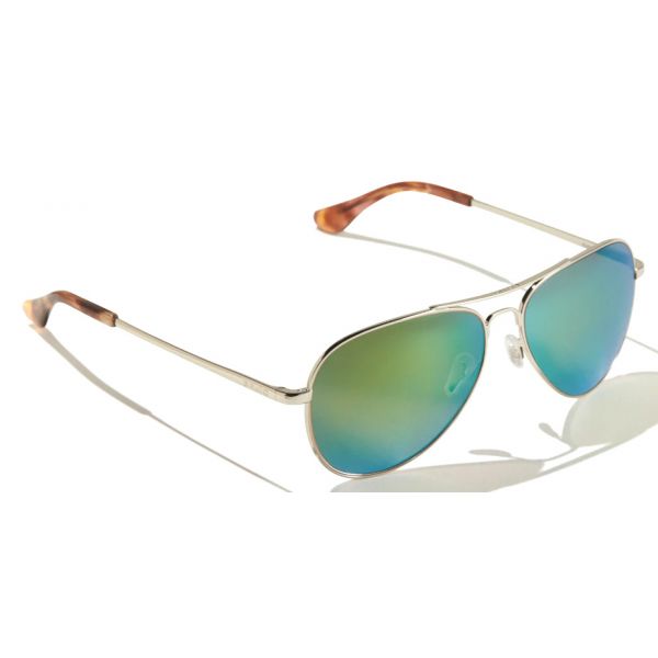 Bajio Soldado Sunglasses - Silver Gloss Frame/Green Glass Lens