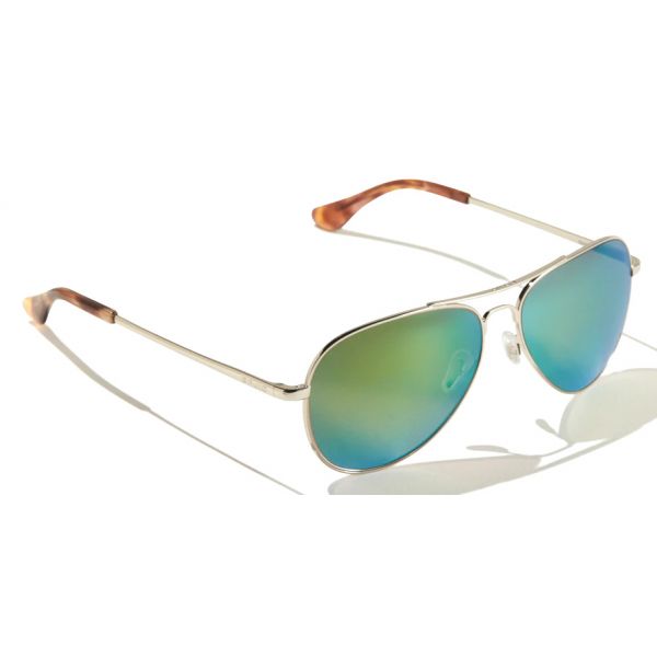 Bajio Soldado Sunglasses - Silver Gloss Frame/Green Plastic Lens