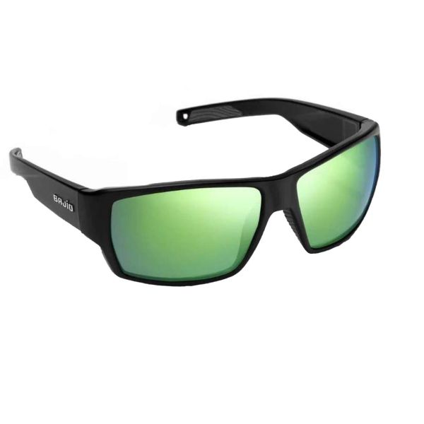 Bajio Vega Sunglasses - Black Matte Frame/Green Mirror Glass Lens