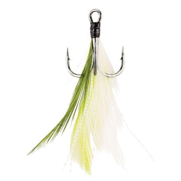 Berkley Fusion19 Feathered Treble Hooks - White Chartreuse - Size 2