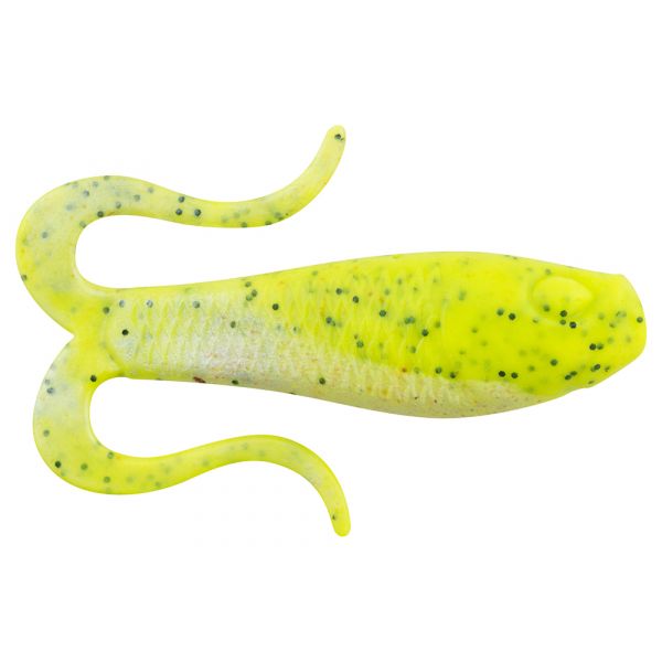 Berkley Gulp! Saltwater Doubletail Swimming Mullet 3in - Chartreuse Pepper Neon