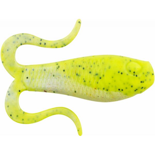 Berkley Gulp! Doubletail Swimming Mullet 4in Chartreuse Pepper Neon