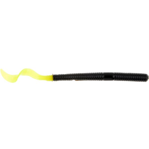 Berkley PBBPW4 Powerbait Power Worm Soft Bait - 4in Black/Chartreuse