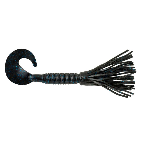 Berkley Powerbait Bearded Single Tail Grub Black/Blue Fleck