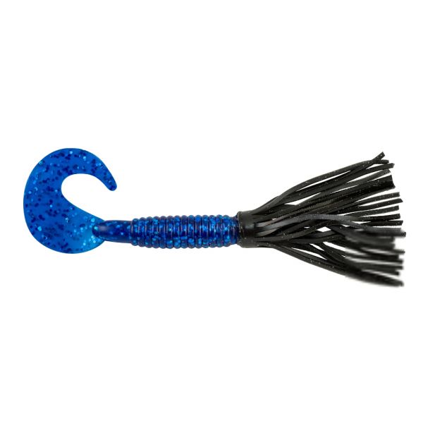 Berkley Powerbait Bearded Single Tail Grub Black/Sapphire Blue