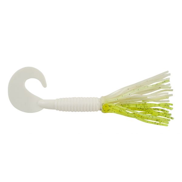 Berkley Powerbait Bearded Single Tail Grub Chartreuse Shad/White