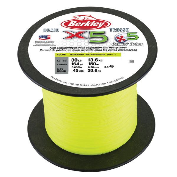 Berkley Jordan Lee X5 Braided Line - Flame Green - 10lb - 2188yds