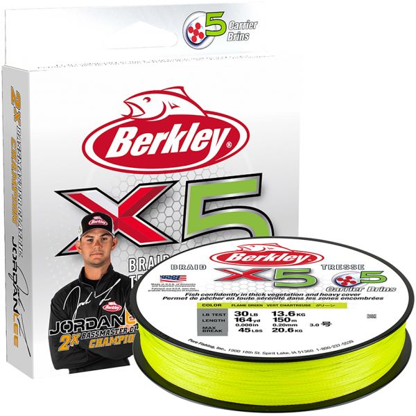 Berkley Jordan Lee X5 Braided Line - Flame Green - 10lb