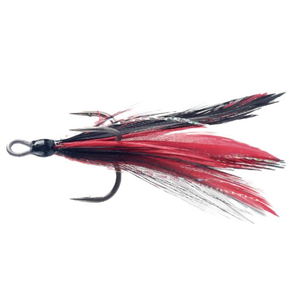 BKK Feathered Spear-21 SS Treble Hooks - Black/Red - #8