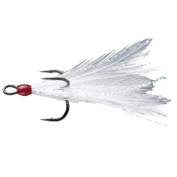 BKK Feathered Spear-21 SS Treble Hooks - White - #8