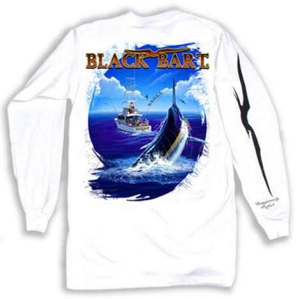 Black Bart Bull Dolphin Long Sleeve T-Shirts White XX-Large