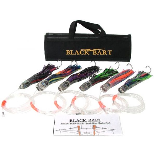 Black Bart Lures Sailfish, White & Blue Marlin Rigged Trolling Pack