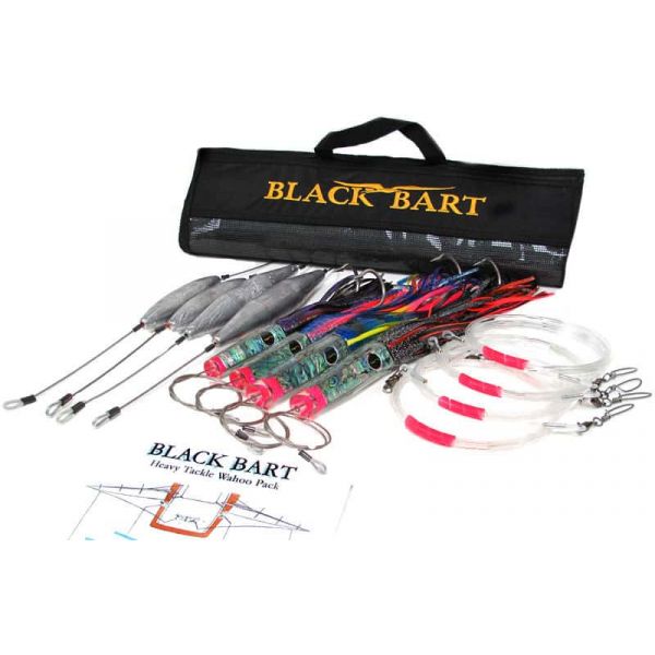 Black Bart Lures Wahoo Rigged Heavy Tackle Trolling Pack Single Hooks