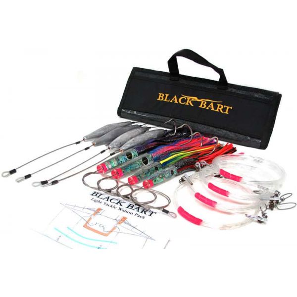 Black Bart Lures Wahoo Rigged Light Tackle Trolling Pack Single Hooks