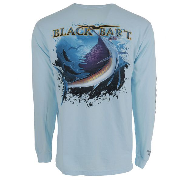 Black Bart Sailfish Long Sleeve T-Shirt Light Blue XX-Large