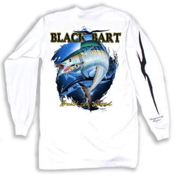 Black Bart Wahoo Long Sleeve T-Shirts White - Small