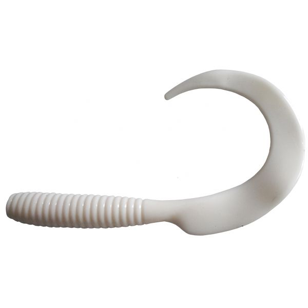 Blue Water Candy Swirl Tail Grub - White