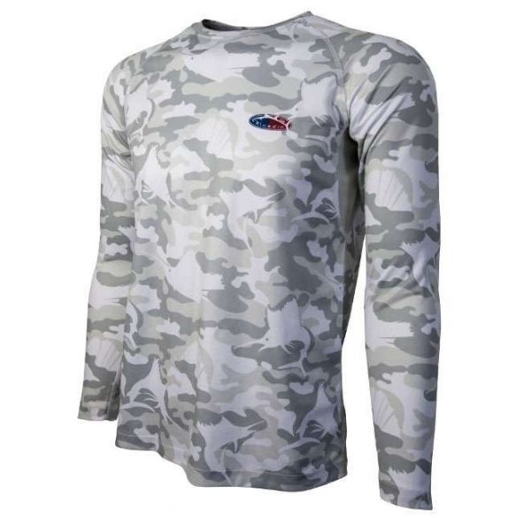 Bluefin USA Camo Performance Long Sleeve Tee - Grey - Small