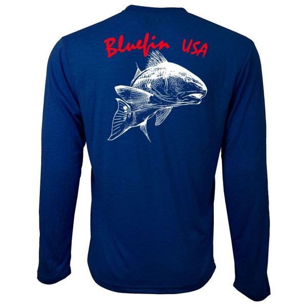 Bluefin USA Graphic BF Tech LS Shirt - Redfish - Size Large