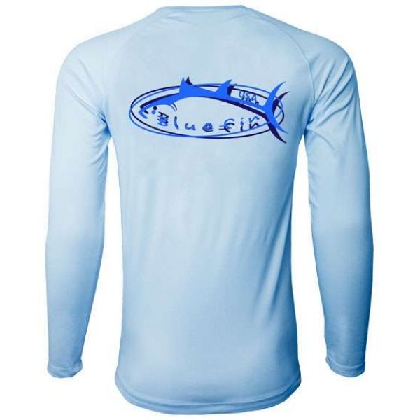 Bluefin USA Long Sleeve Logo Rash Guard Light Blue - Size Medium