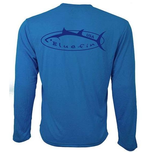 Bluefin USA Navy Logo Technical Long Sleeve Shirt - Blue - Size Medium