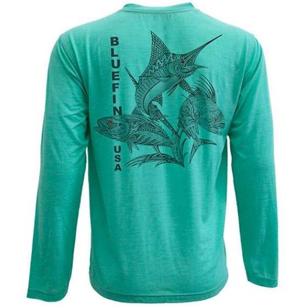 Bluefin USA Zentangle 3 Guys L/S Tech Shirt Aqua - X-Small