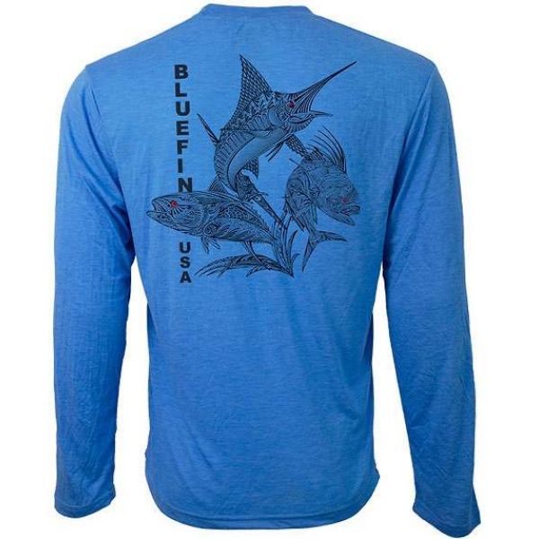 Bluefin USA Zentangle 3 Guys L/S Tech Shirt Light Blue - X-Small