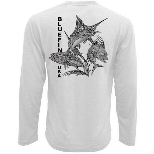 Bluefin USA Zentangle 3 Guys L/S Tech Shirt White - X-Small