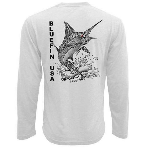 Bluefin USA Zentangle Marlin L/S Tech Shirt White - X-Small