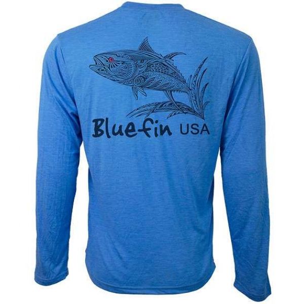 Bluefin USA Zentangle Yellowfin L/S Tech Shirt Light Blue - X-Small