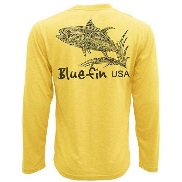 Bluefin USA Zentangle Yellowfin L/S Tech Shirt Yellow - Small