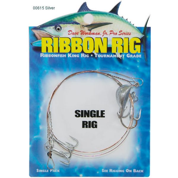 Boone Ribbon Rig 1pk 00615 - 3/0 Single Hook, 4 #2 Treble Hooks