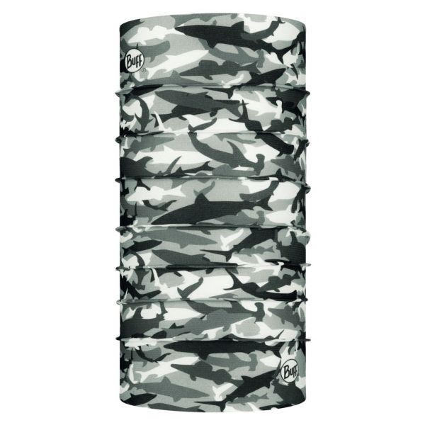 Buff Junior Coolnet UV+ Insect Shield Shark Camo - TackleDirect