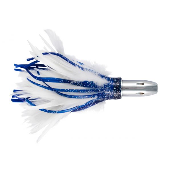 C&H Billy Baits Smoke Rattle Troll Feather Lure - Blue/White