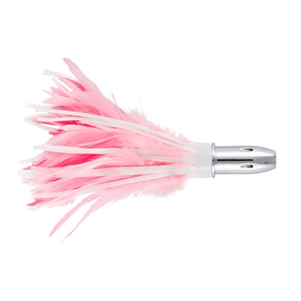 C&H Billy Baits Smoke Rattle Troll Feather Lure - Pink/White