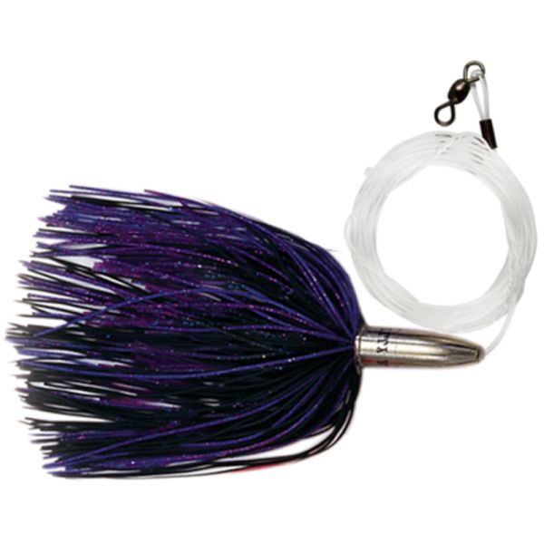 C&H Mini Turbo Slammer Lure - 5-1/2'' w/ Mono Rig Black/Purple/Purple Firetip