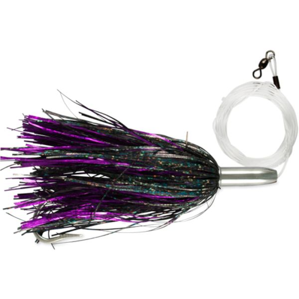 C&H Mini Turbo Slammer Lure - 5-1/2'' w/ Mono Rig Purple Shimmer/Black Shimmer