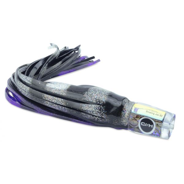 C&H Smoking Joe Big Game Lure - 12in - Purple/Clear/Black Stripe