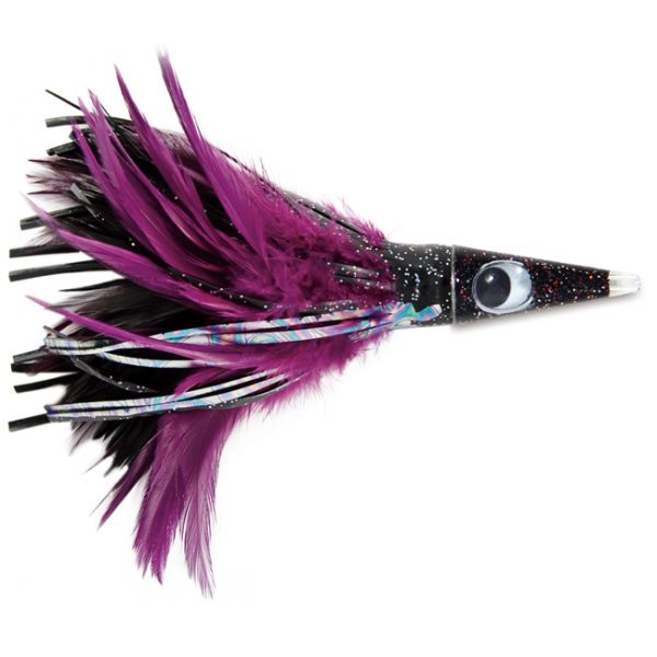 C&H Tuna Tango XL Feather Lure - 6.5in - Black Foil/Purple