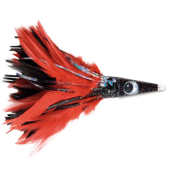 C&H Tuna Tango XL Feather Lure - 6.5in - Black Foil/Red