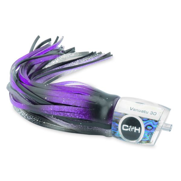 C&H Vanuatu Big Game Lure - 10in - Purple/Clear/Black Stripe