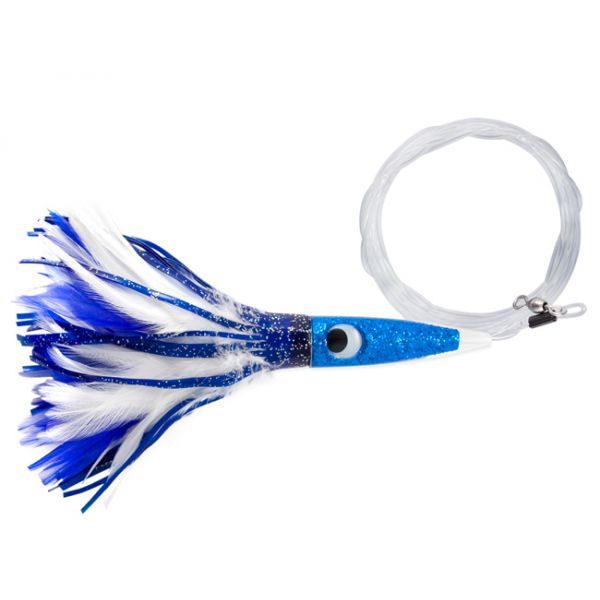 C&H Wahoo Whacker Feather Lure - 10in - Blue/White