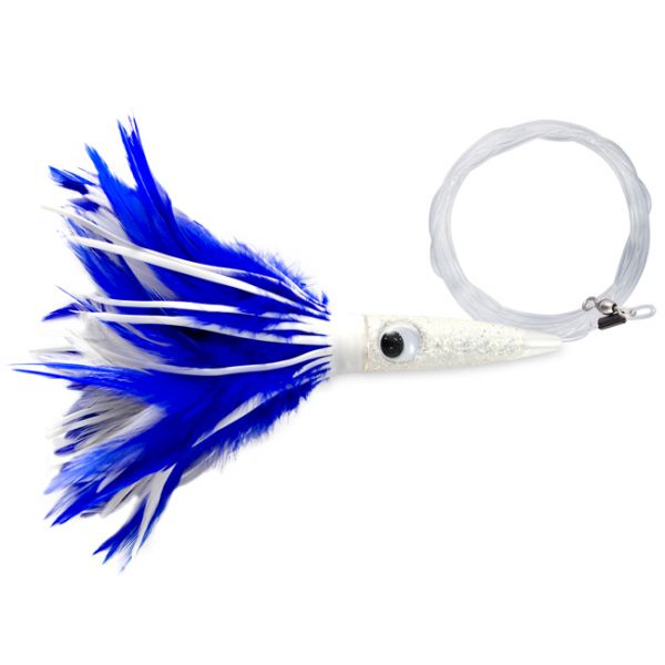 C&H Wahoo Whacker Feather Lure - 10in - White/Blue