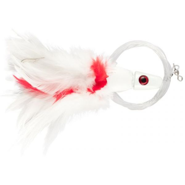 C&H Lures No Alibi Trolling Feather Rigged - 1 oz. - White/Red